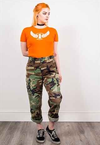 90'S VINTAGE ARMY CAMO PATTERN GRUNGE TROUSERS
