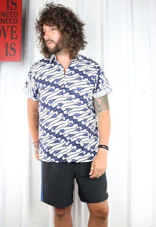 VINTAGE CRAZY PATTERN OVERSIZED SHORT SLEEVED SHIRT