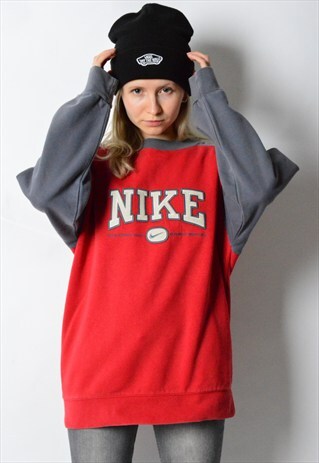 VINTAGE 90S RED GREY COLOUR BLOCK NIKE SWEATSHIRT