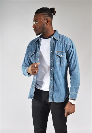 VINTAGE WRANGLER MID BLUE DENIM SHIRT