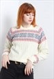 VINTAGE CABLE KNIT XMAS FESTIVE JUMPER CREAM 