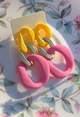 Candy Craze - Bubblegum Earrings Pink Yellow