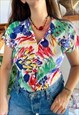 VINTAGE 80'S ABSTRACT PAINT PRINT TOP - S