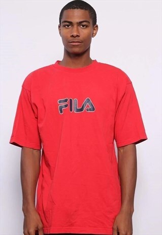 VINTAGE FILA BIG LOGO SPELLOUT T-SHIRT RED