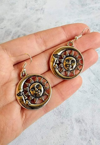CELESTIAL MOON AND SUN STATEMENT EARRINGS