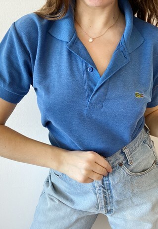 VINTAGE 90S LACOSTE LOGO SPORTS POLO T-SHIRT TEE TOP BLUE