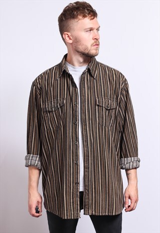 VINTAGE CORDUROY CORD STRIPED SHIRT