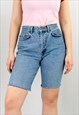 VINTAGE 90'S CUT OFF DENIM SHORTS IN BLUE