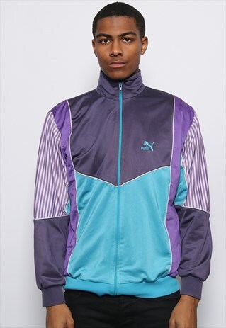 VINTAG PUMA LOGO TRACK JACKET BLUE AND PURPLE