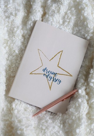A5 DREAM ODYSSEY GOLD STAR LINED NOTEBOOK IN BEIGE