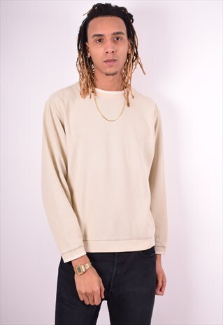 CHAMPION MENS VINTAGE JUMPER SWEATER LARGE BEIGE 90'S