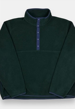 L.L.Bean vintage dark green fleece 1/4 button jumper size L