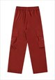 SKATER JOGGERS CARGO POCKET PANTS UTILITY RAVE TROUSERS RED