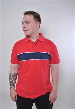 Vintage red striped casual polo shirt 