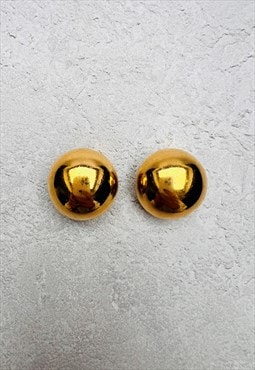Grosse Earrings Gold Clip on Round Stud Vintage Authentic 
