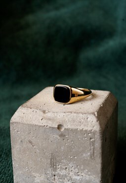 Onyx Signet Ring& Gold Vermeil
