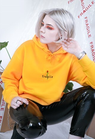 FRAGILE EMBROIDERED HOODIE