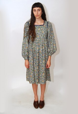 VINTAGE FESTIVAL DRESS (S/M) BISHOP SLEEVE LOOSE ROMANTIC