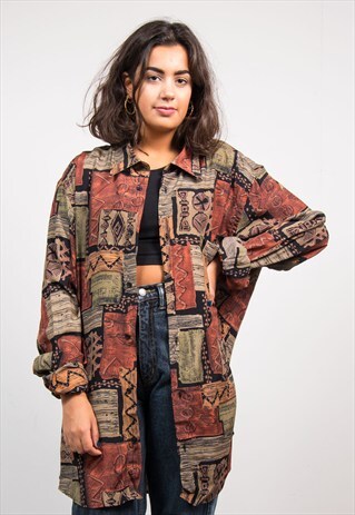 VINTAGE 90'S BATIK CRAZY PATTERN OVERSIZE SHIRT
