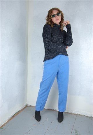 VINTAGE Y2K LIGHT FESTIVAL STRAIGHT PUNK BAGGY TROUSERS BLUE