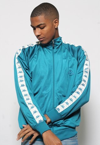 VINTAGE KAPPA TAPE LOGO TRACK JACKET BLUE