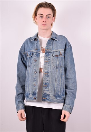 LEE MENS VINTAGE DENIM JACKET LARGE BLUE 90S