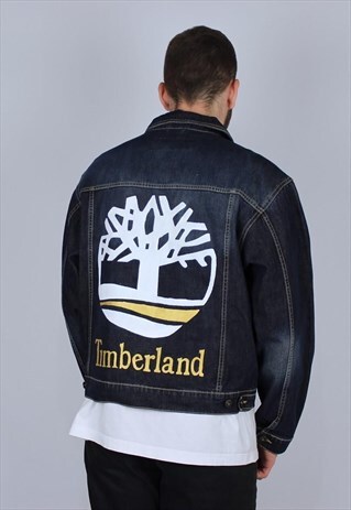 TIMBERLAND REWORKED CUSTOM BIG LOGO JEANS JACKET
