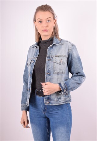 CALVIN KLEIN WOMENS VINTAGE DENIM JACKET MEDIUM BLUE 90S