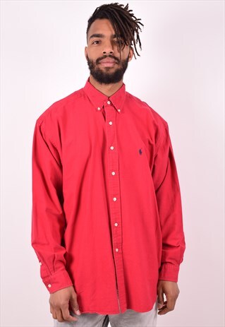 RALPH LAUREN MENS VINTAGE SHIRT XL RED 90S