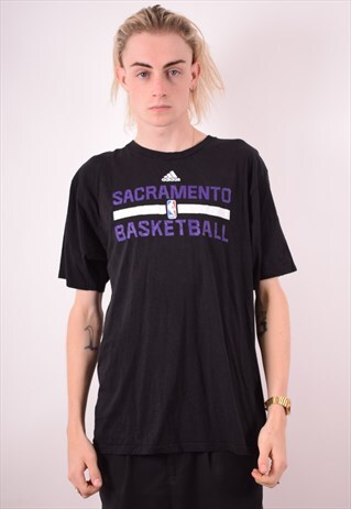 ADIDAS MENS VINTAGE SACRAMENTO T-SHIRT TOP XL BLACK 90S