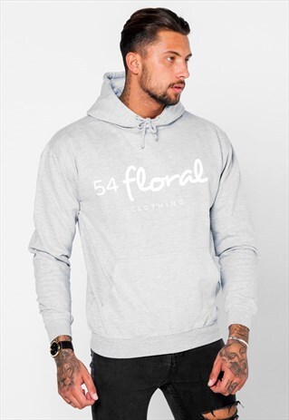 54 FLORAL LARGE GRAPHIC HOODY - GREY/WHITE