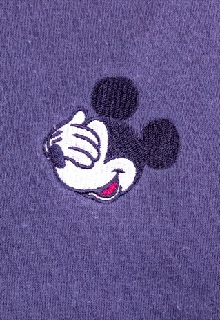 VINTAGE DISNEY EMBROIDERED SWEATSHIRT GREY MEDIUM