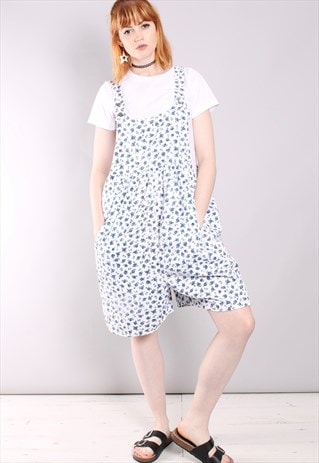 VINTAGE 90S FLORAL CULOTTE DUNGAREE SHORTS