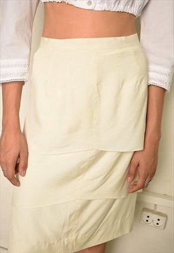 90s retro minimalist ruffle layer mini skirt in cream