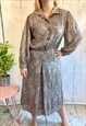 Vintage Leopard Print Elasticated Waist 80's Midi Dress