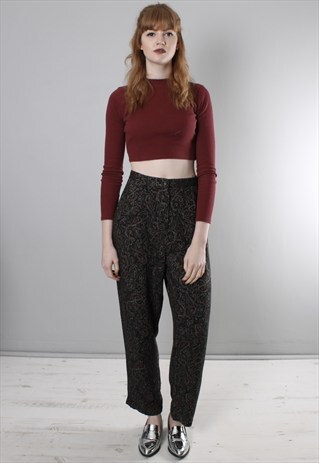 VINTAGE 80S PAISLEY PATTERNED HIGH WAISTED TROUSERS