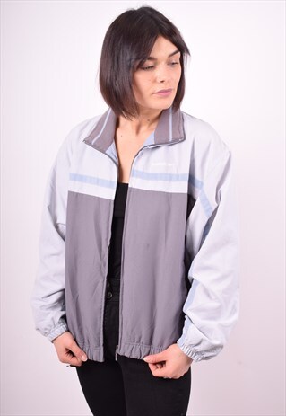 REEBOK WOMENS VINTAGE TRACKSUIT TOP JACKET XL GREY 90'S