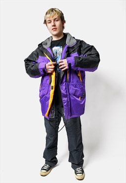 90s vintage parka jacket purple warm fall winter ski coat