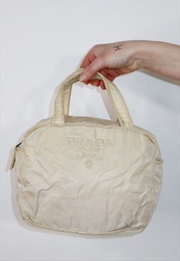 White Prada nylon beaded bag