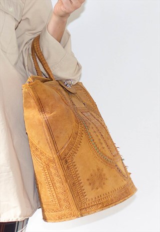 VINTAGE 90'S LARGE LEATHER HOLDALL