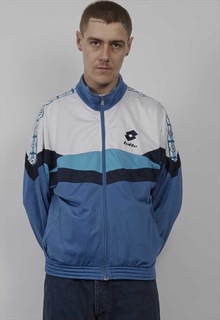 VINTAGE 80'S LOTTO WHITE/ BLUE TRACKSUIT JACKET