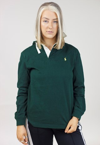 VINTAGE POLO RALPH LAUREN GREEN POLO HOODIE