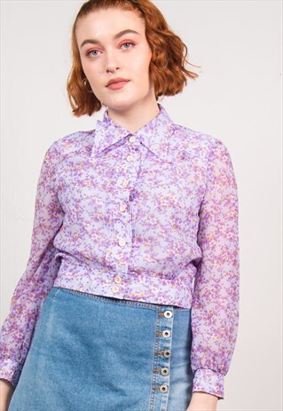 VINTAGE 70'S CROPPED BLOUSE SHIRT
