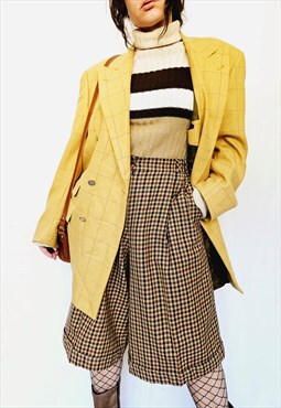 90s retro minimalist brown woolen oversized blazer jacket