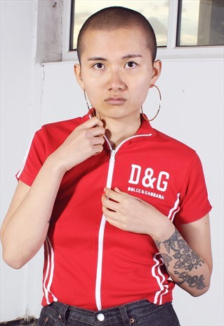 VINTAGE DOLCE & GABBANA RED ZIPPED TEE
