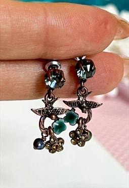 Pilgrim Floral & Bird Gem Earrings