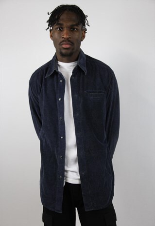 VINTAGE VERSACE NAVY CORD SHIRT