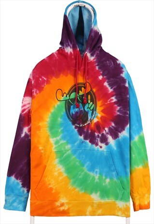 VINTAGE 90'S ART FORMS HOODIE TIE DYE MOOSE BLUE, GREEN,