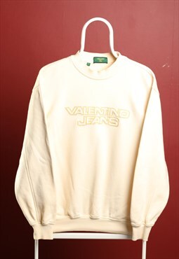 Vintage Valentino Jeans Crewneck Spell out Sweatshirt Cream