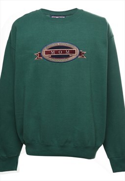Vintage Dark Green Jansport Mom Design Embroidered Sweatshir